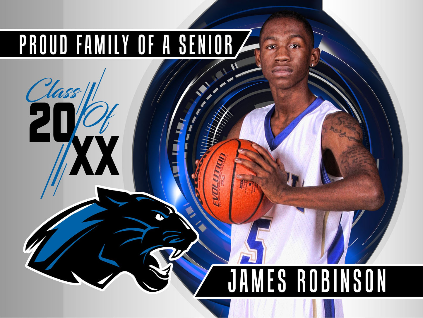 Class of 20XX Yard Sign Template - Chrome - Phoenix Series-Photoshop Template - PSMGraphix