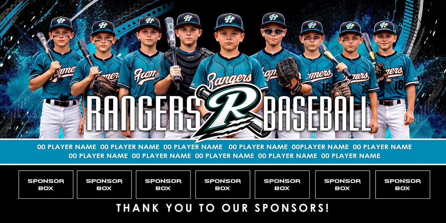 4x8 Team Banner - Halftone Swipe-Photoshop Template - PSMGraphix