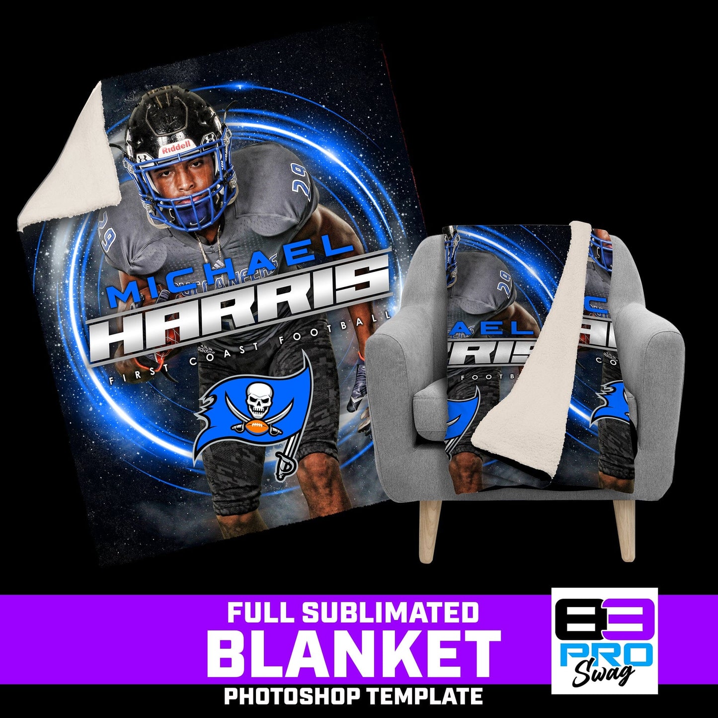 50"x60" Blanket Photoshop Template - FLARE-Photoshop Template - PSMGraphix