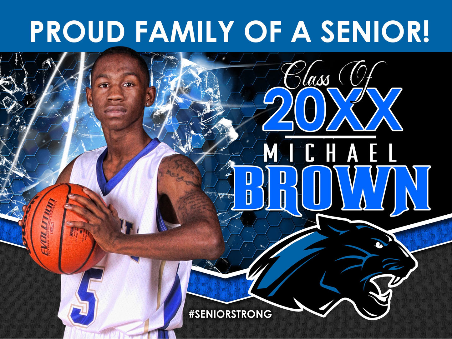 Class of 20XX Yard Sign Template - Honeycomb-Photoshop Template - PSMGraphix