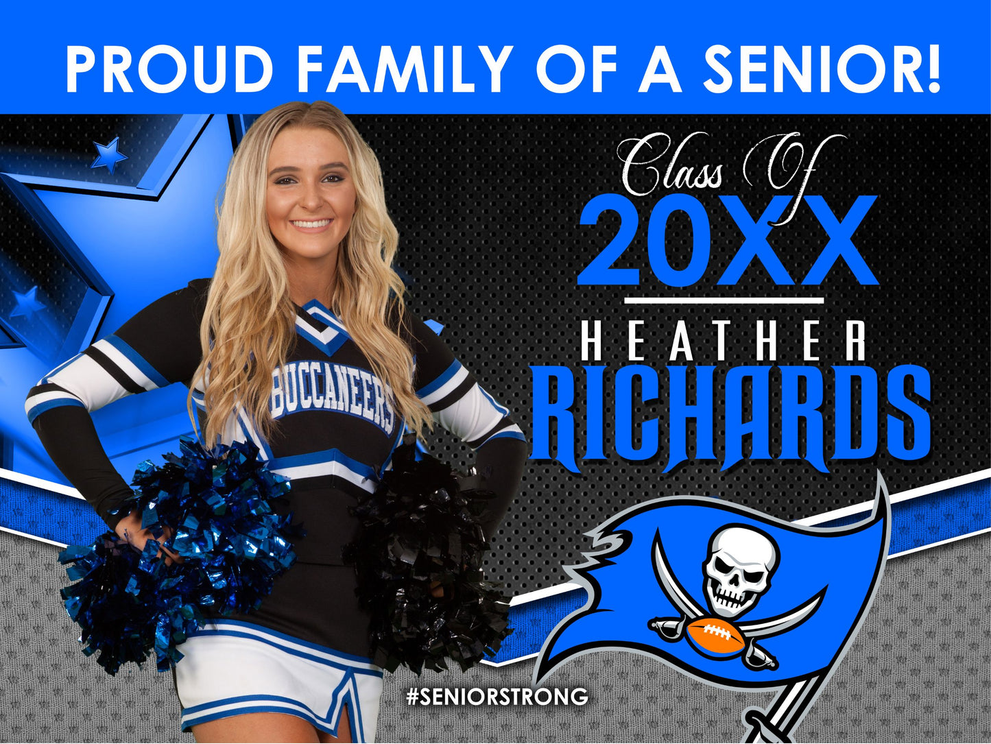 Class of 20XX Yard Sign Template - Stars-Photoshop Template - PSMGraphix