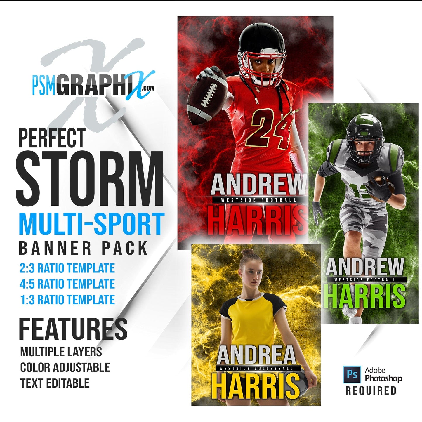 Perfect Storm - Multi Sports Bundle-Photoshop Template - PSMGraphix