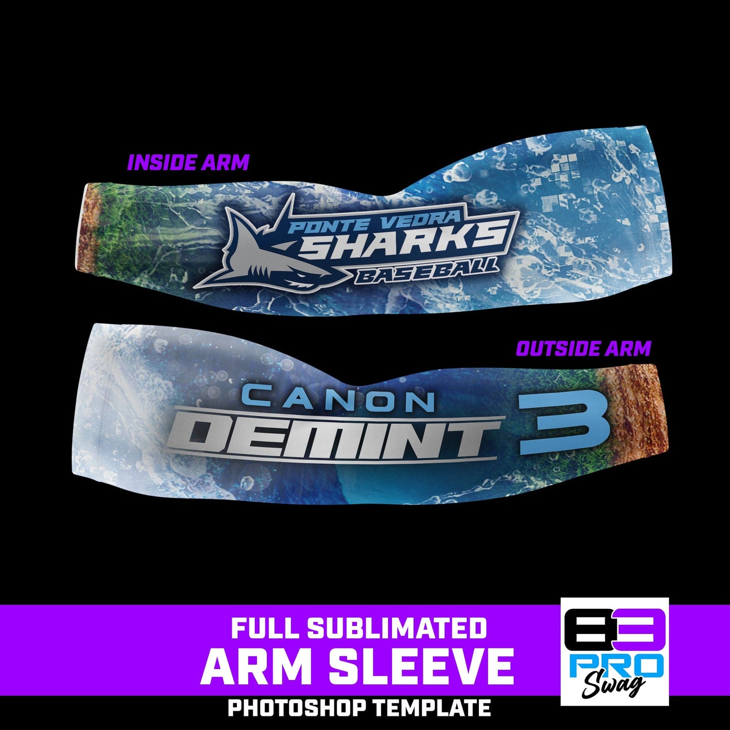 Arm Sleeve Photoshop Template - Shark Multi-Sport-Photoshop Template - PSMGraphix