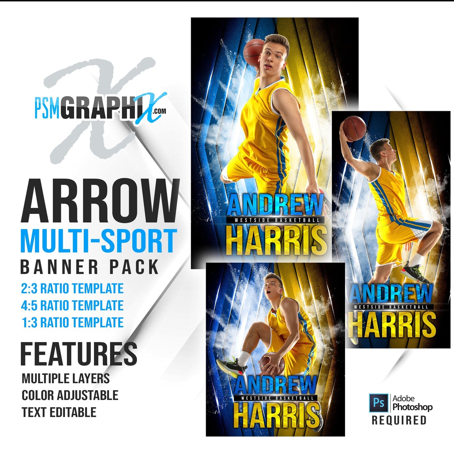 Arrow - Multi Sport Banner Bundle-Photoshop Template - PSMGraphix