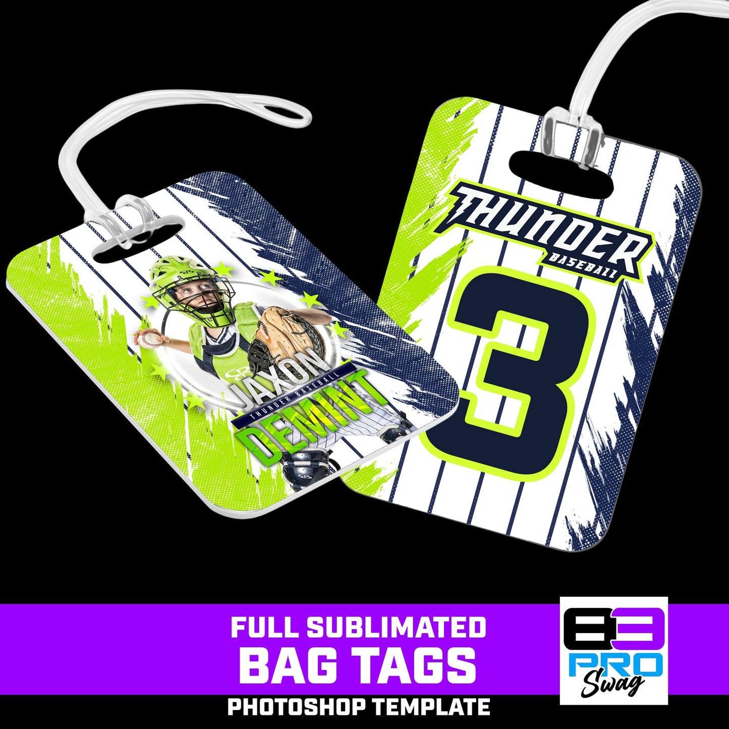 Pin Stripe - Bag Tag Photoshop Template-Photoshop Template - PSMGraphix