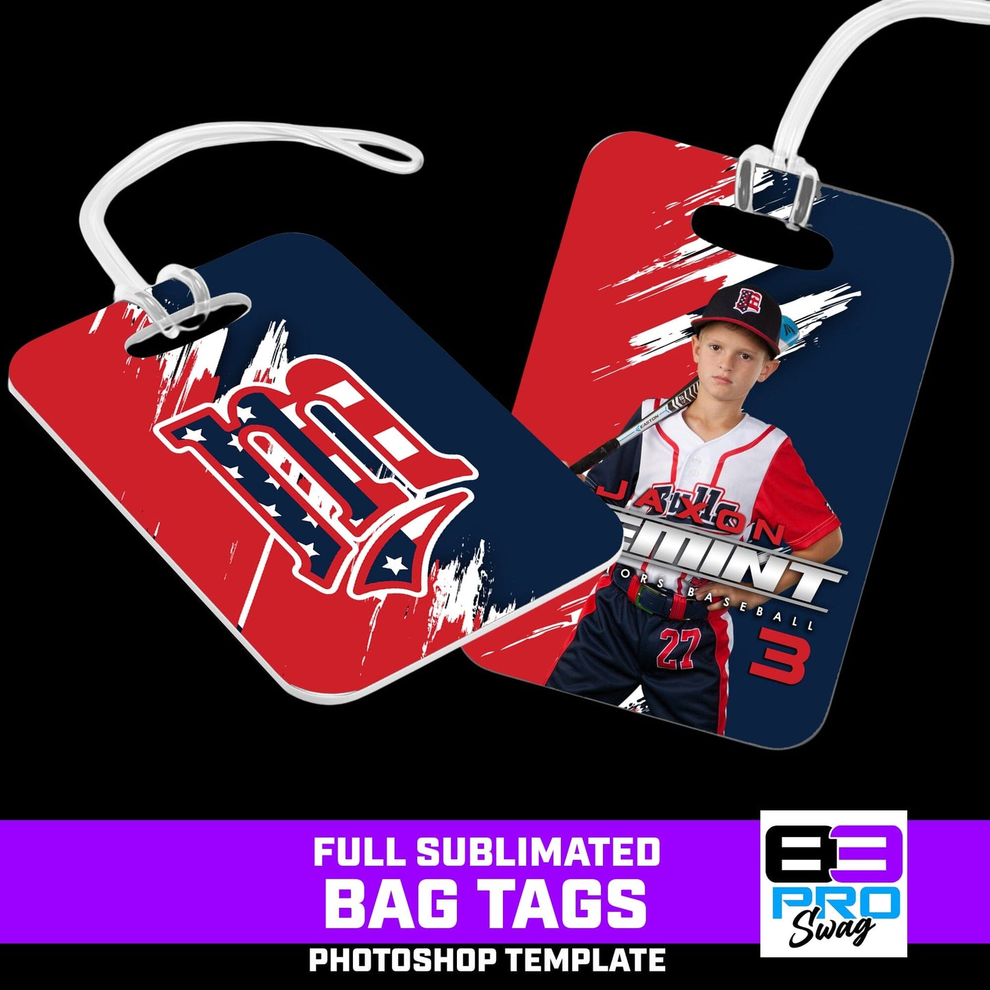 Bag Tag Photoshop Template - Shredded-Photoshop Template - PSMGraphix