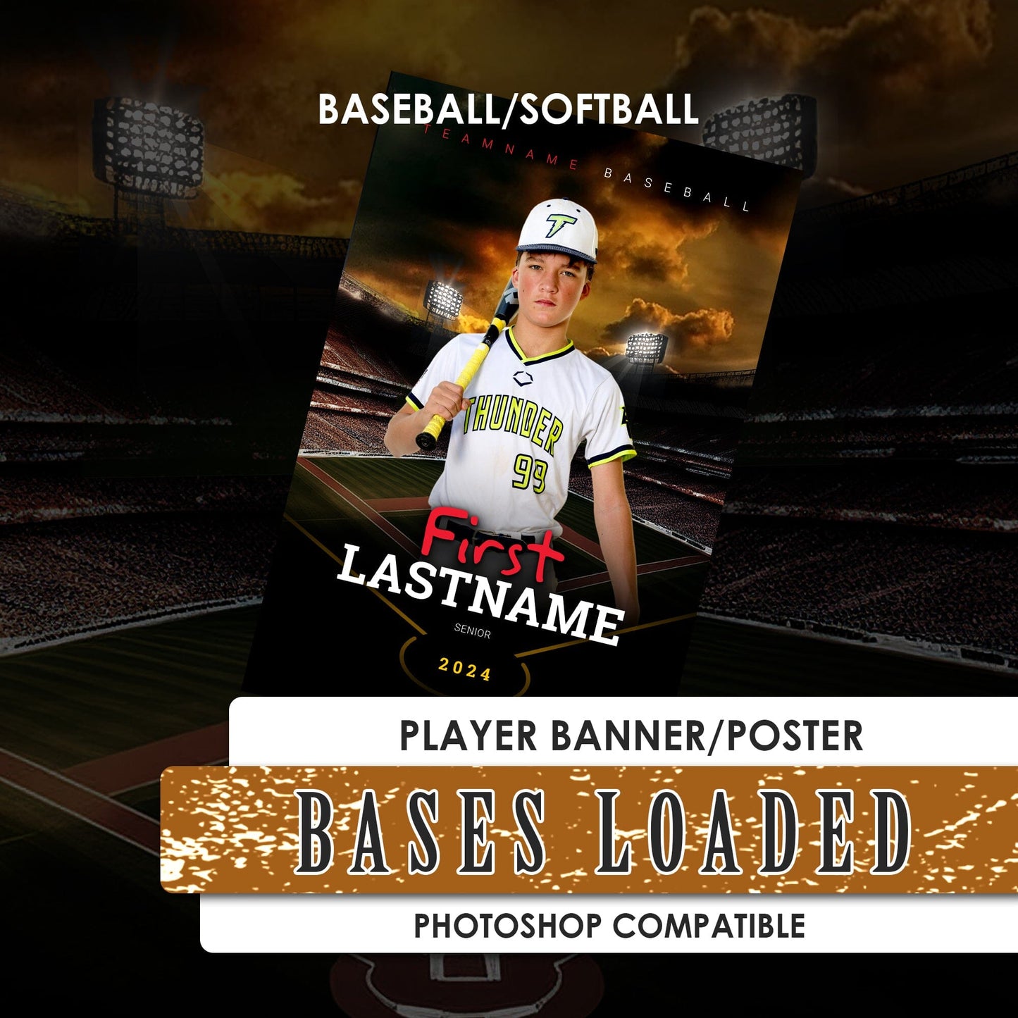 Bases Loaded - Player Banner/Poster-Photoshop Template - PSMGraphix