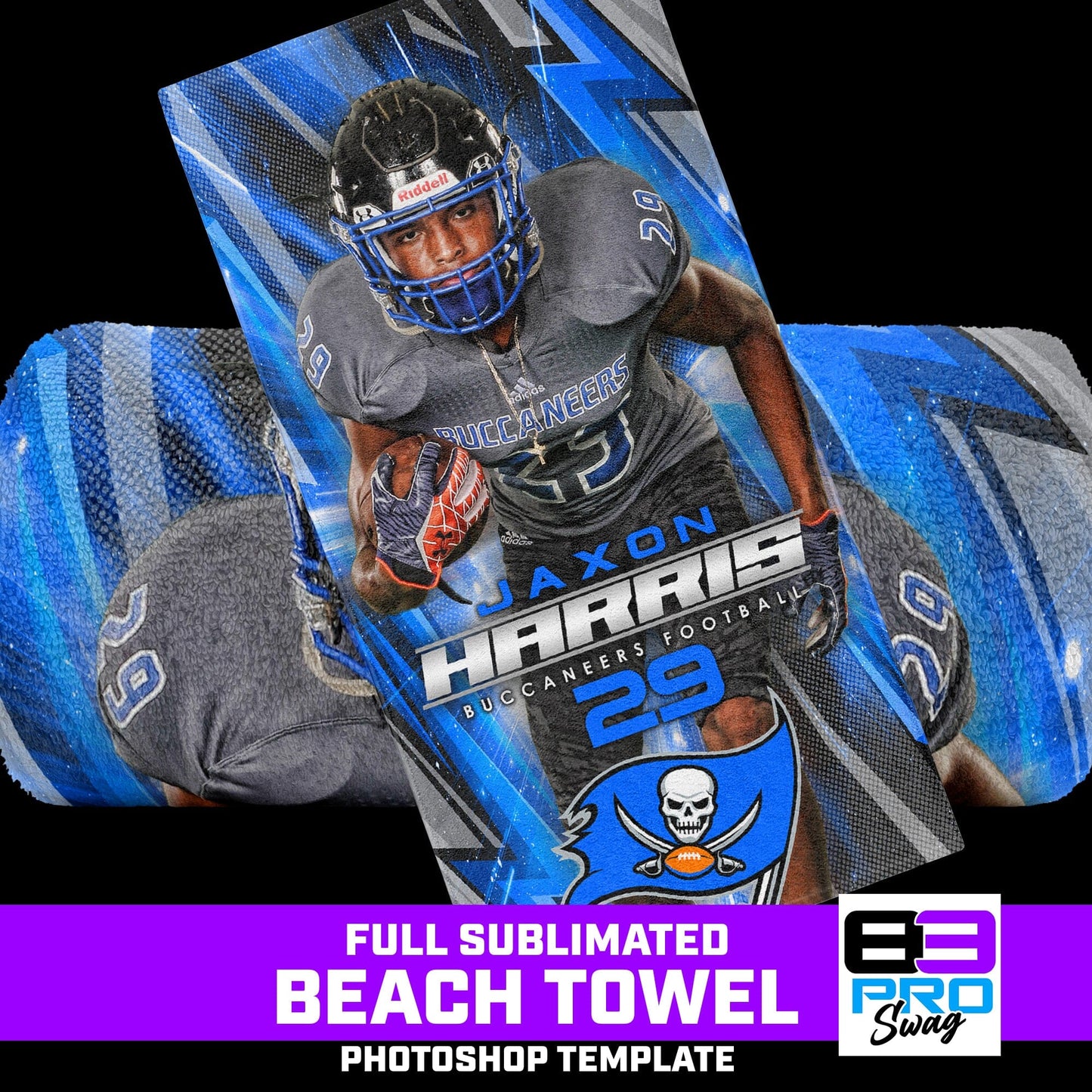 30"x60" Beach Towel Photoshop Template - FLASH - Multi-Sport-Photoshop Template - PSMGraphix