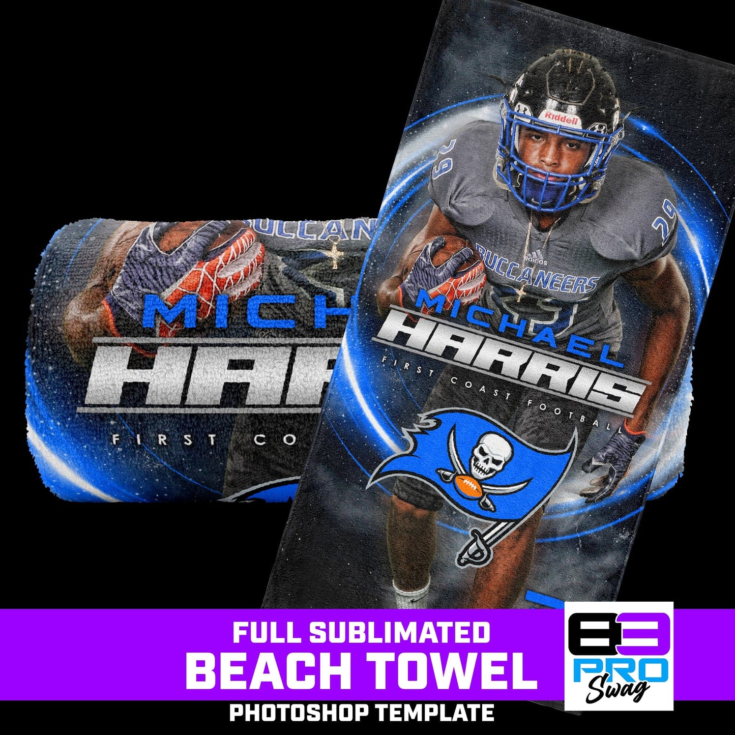 30"x60" Beach Towel Photoshop Template - FLARE-Photoshop Template - PSMGraphix