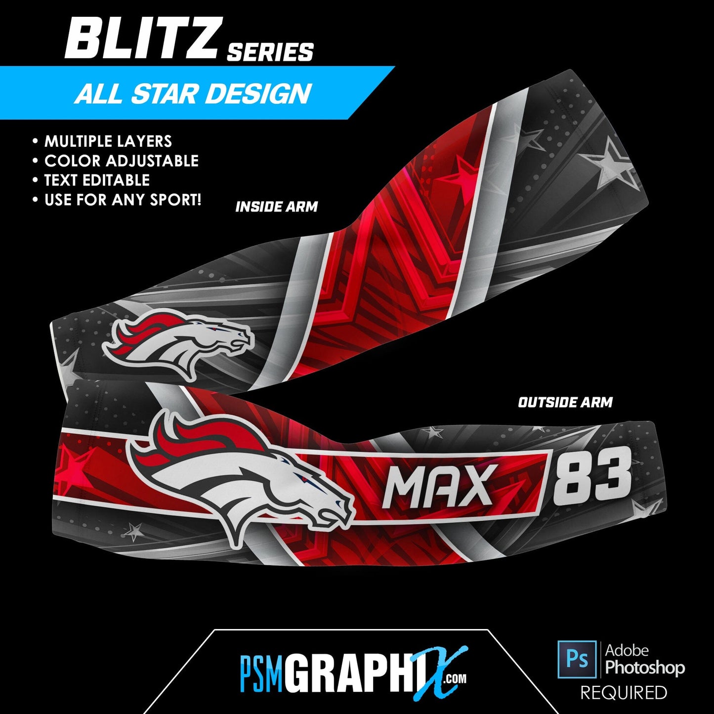 All Star - BLITZ Series - Arm Sleeve Photoshop Template-Photoshop Template - PSMGraphix