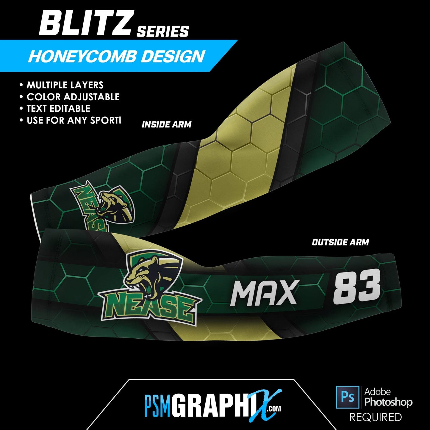 Honeycomb - BLITZ Series - Arm Sleeve Photoshop Template-Photoshop Template - PSMGraphix