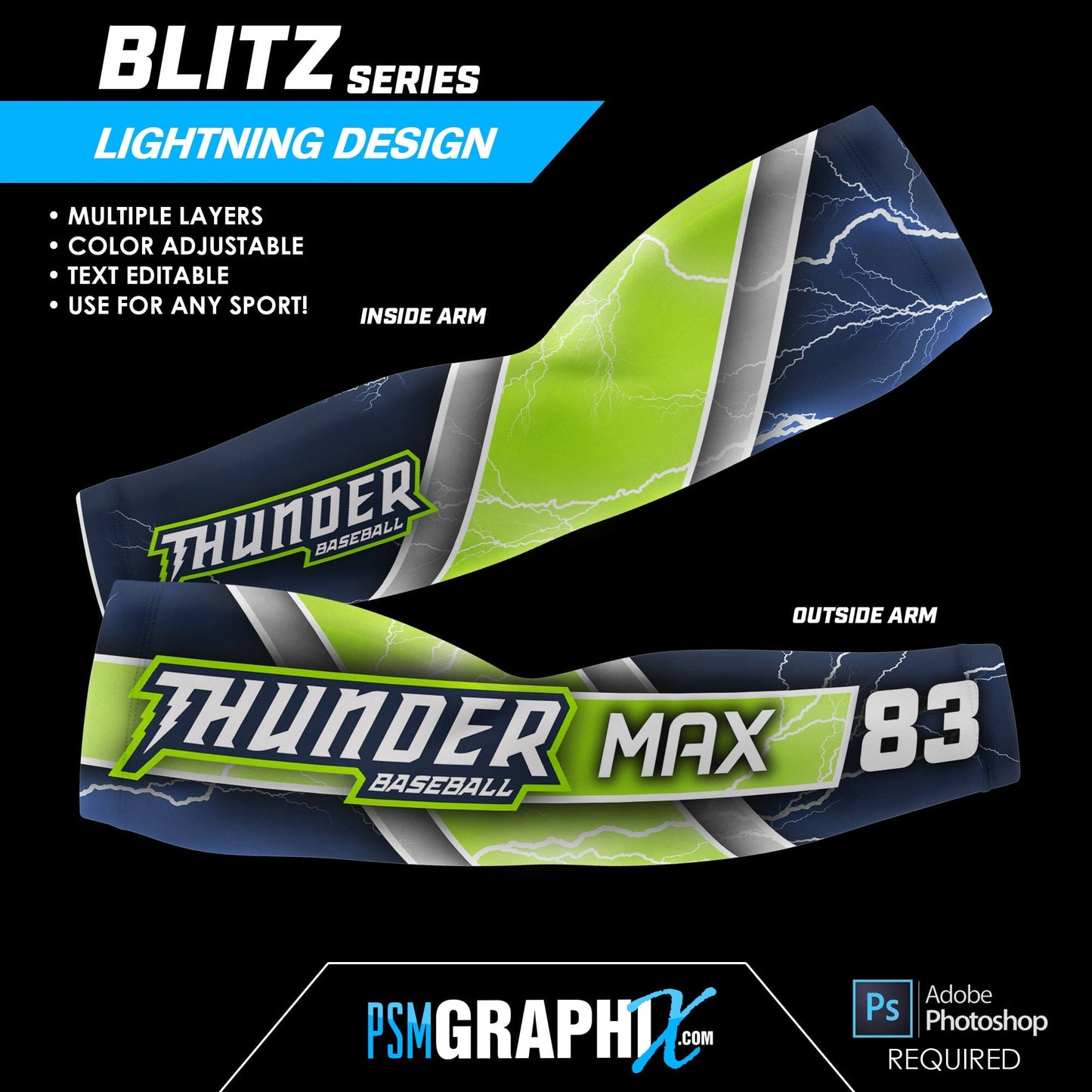 BLITZ Series Arm Sleeve Collection & Marketing Kit LIMITED SPECIAL OFFER-Photoshop Template - PSMGraphix
