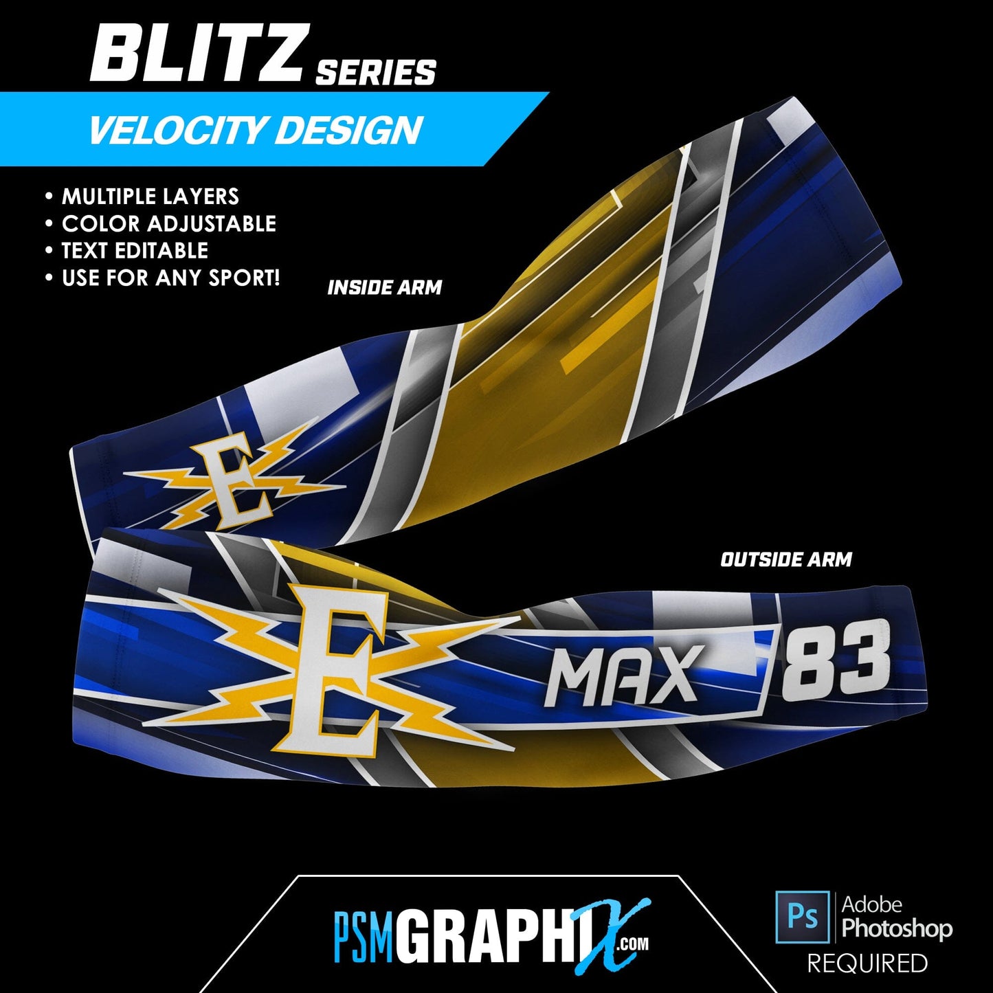 BLITZ Series Arm Sleeve Collection & Marketing Kit LIMITED SPECIAL OFFER-Photoshop Template - PSMGraphix