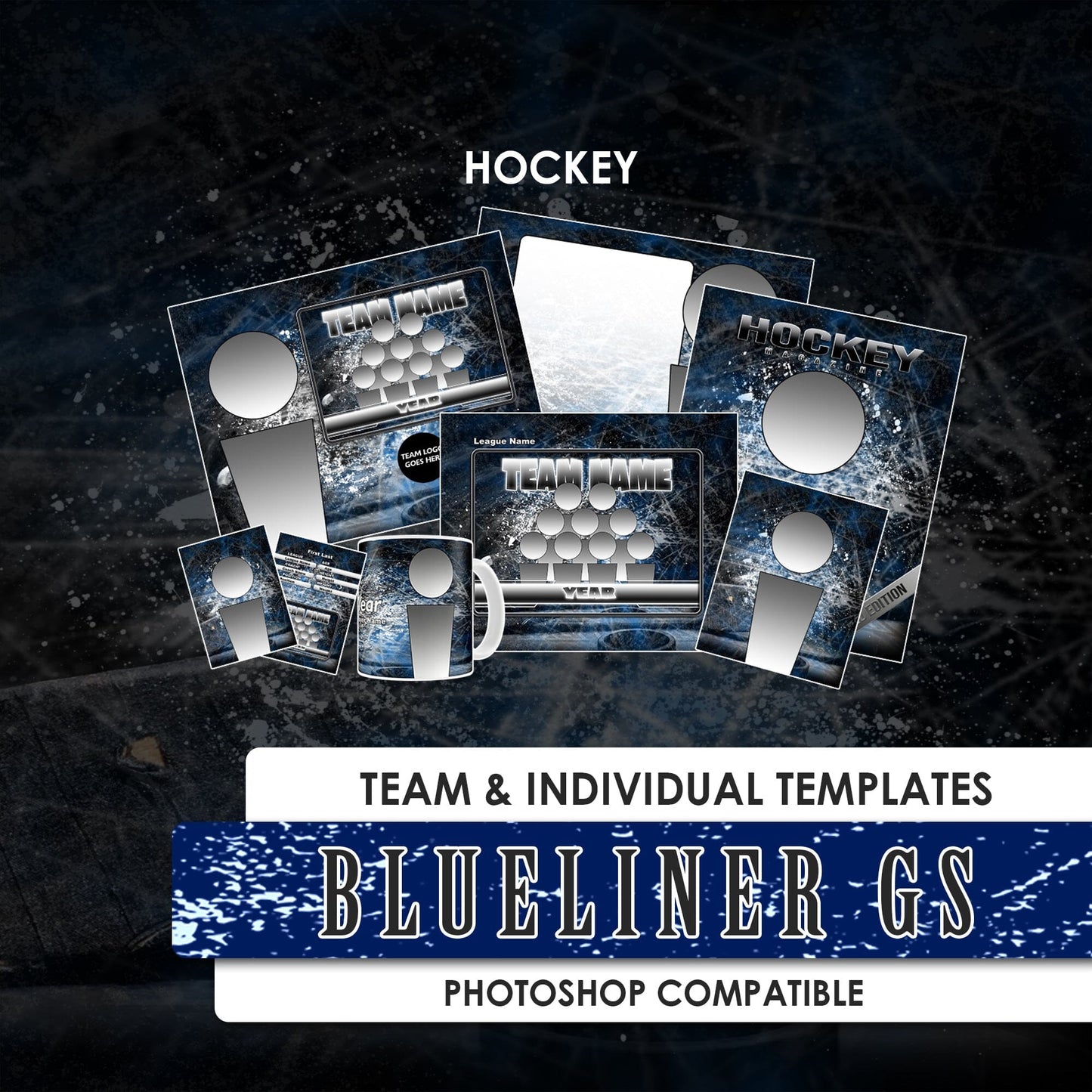 Blueliner GreenScreen Team & Individual Template Package-Photoshop Template - PSMGraphix