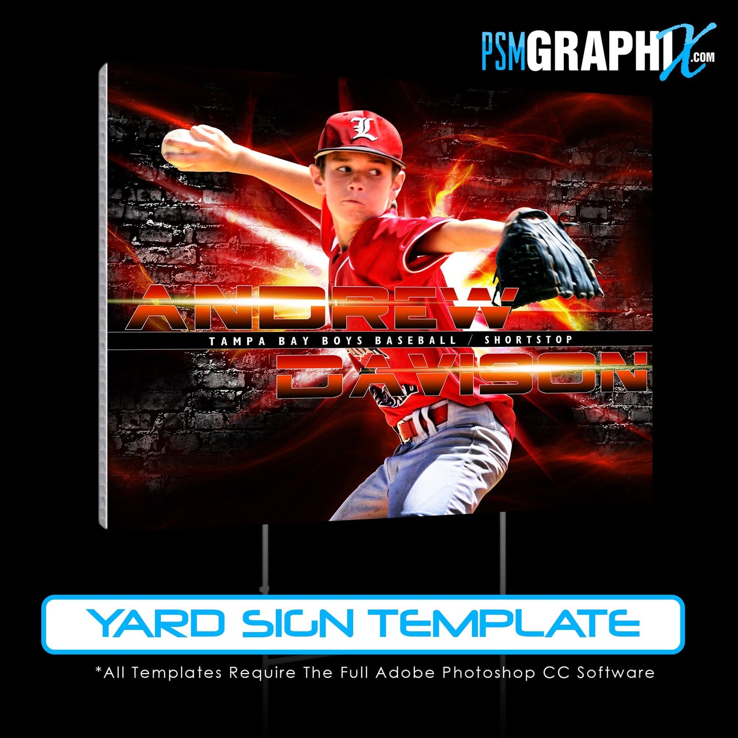 Game Day Yard Sign Template - Breakout - Light Rays-Photoshop Template - PSMGraphix