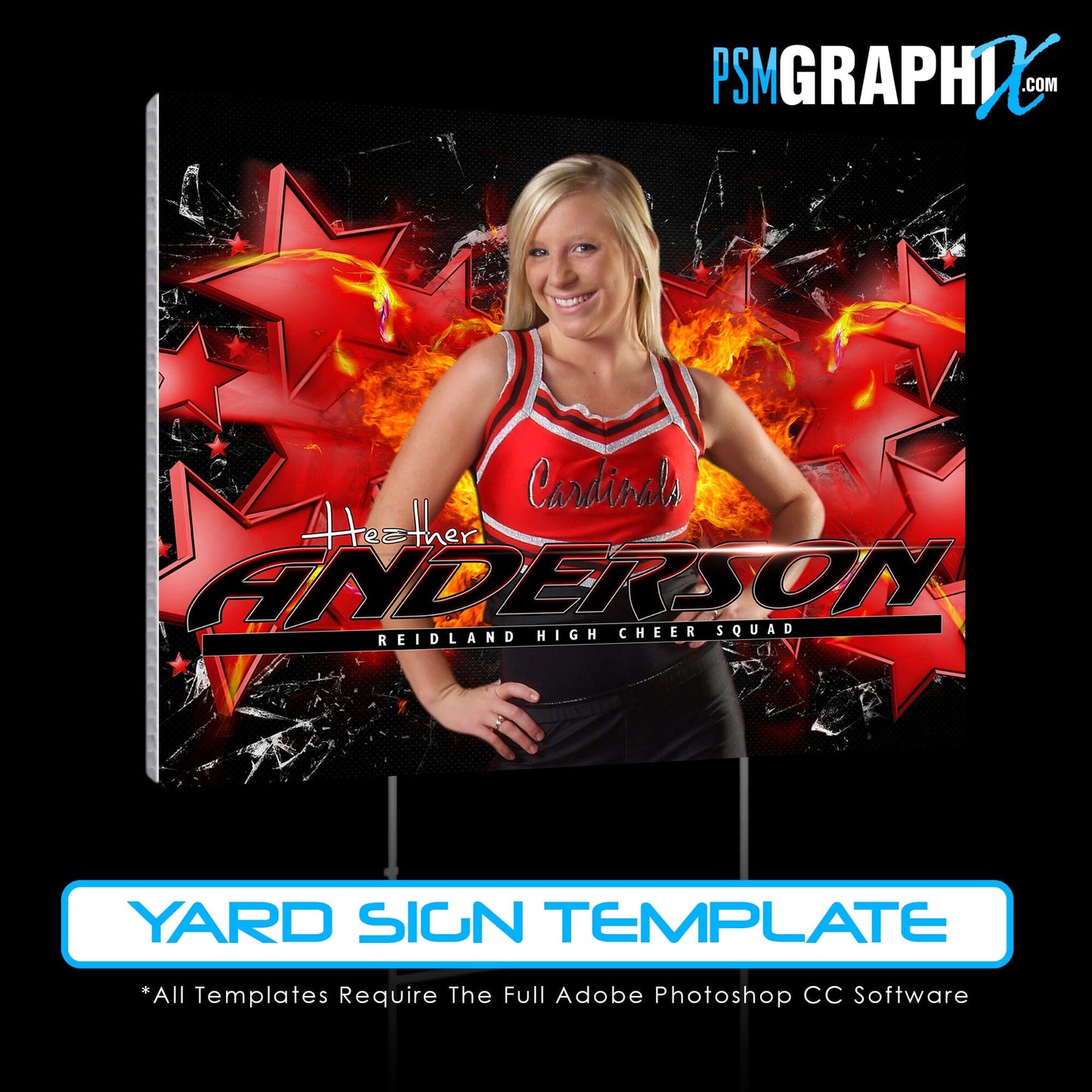 Game Day Yard Sign Template - Breakout - Stars