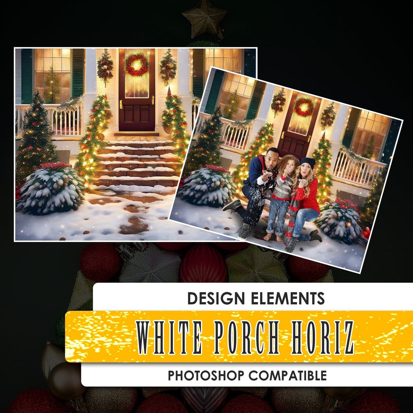 Christsmas Backgrounds - White Porch Horizontal