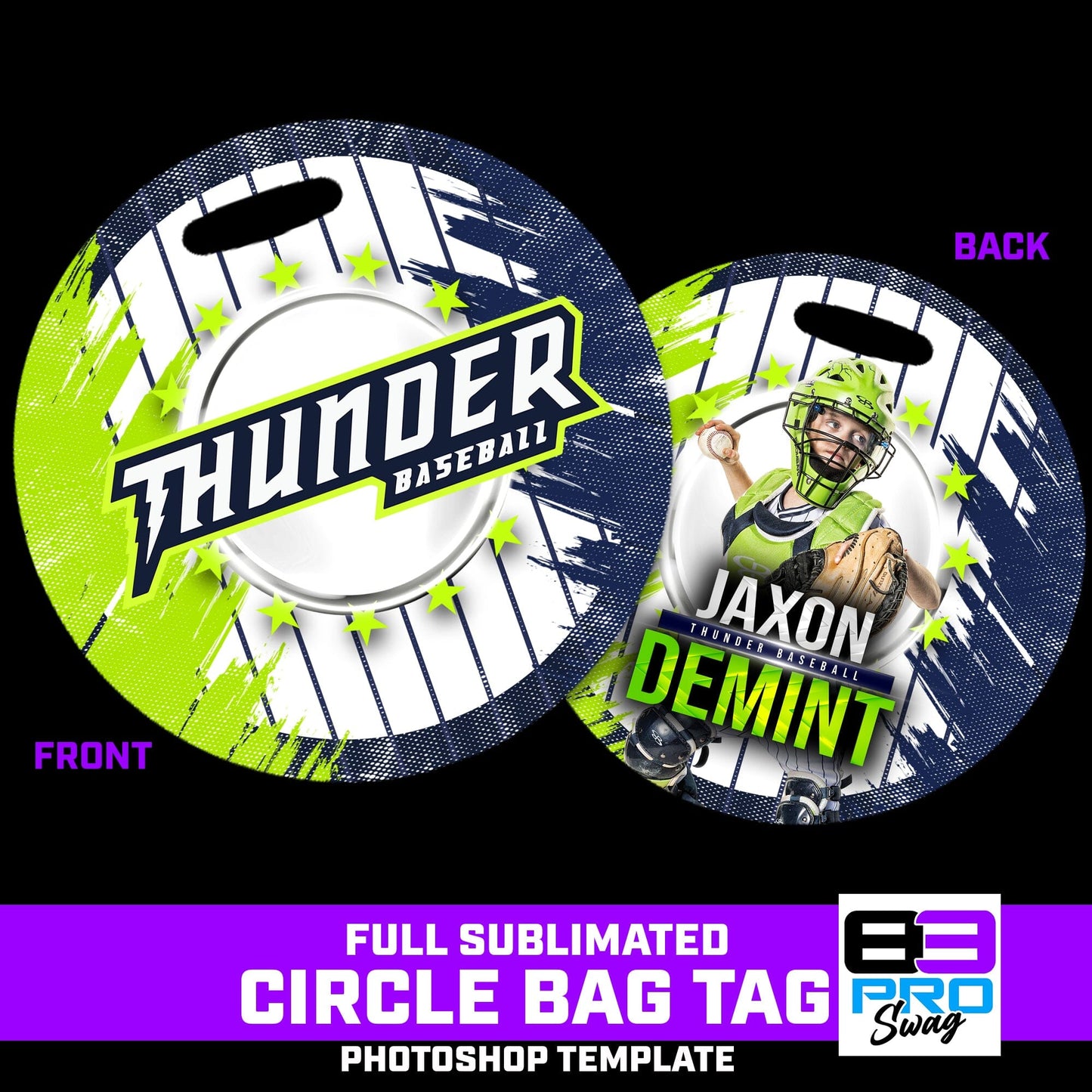 Pin Stripe - 4" Circle Bag Tag Photoshop Template-Photoshop Template - PSMGraphix