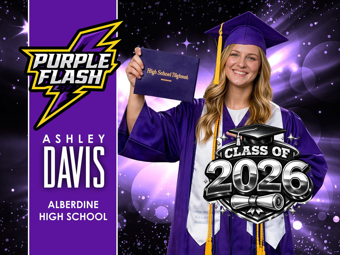 Class of 2026 Yard Sign Template - Starburst-Photoshop Template - PSMGraphix