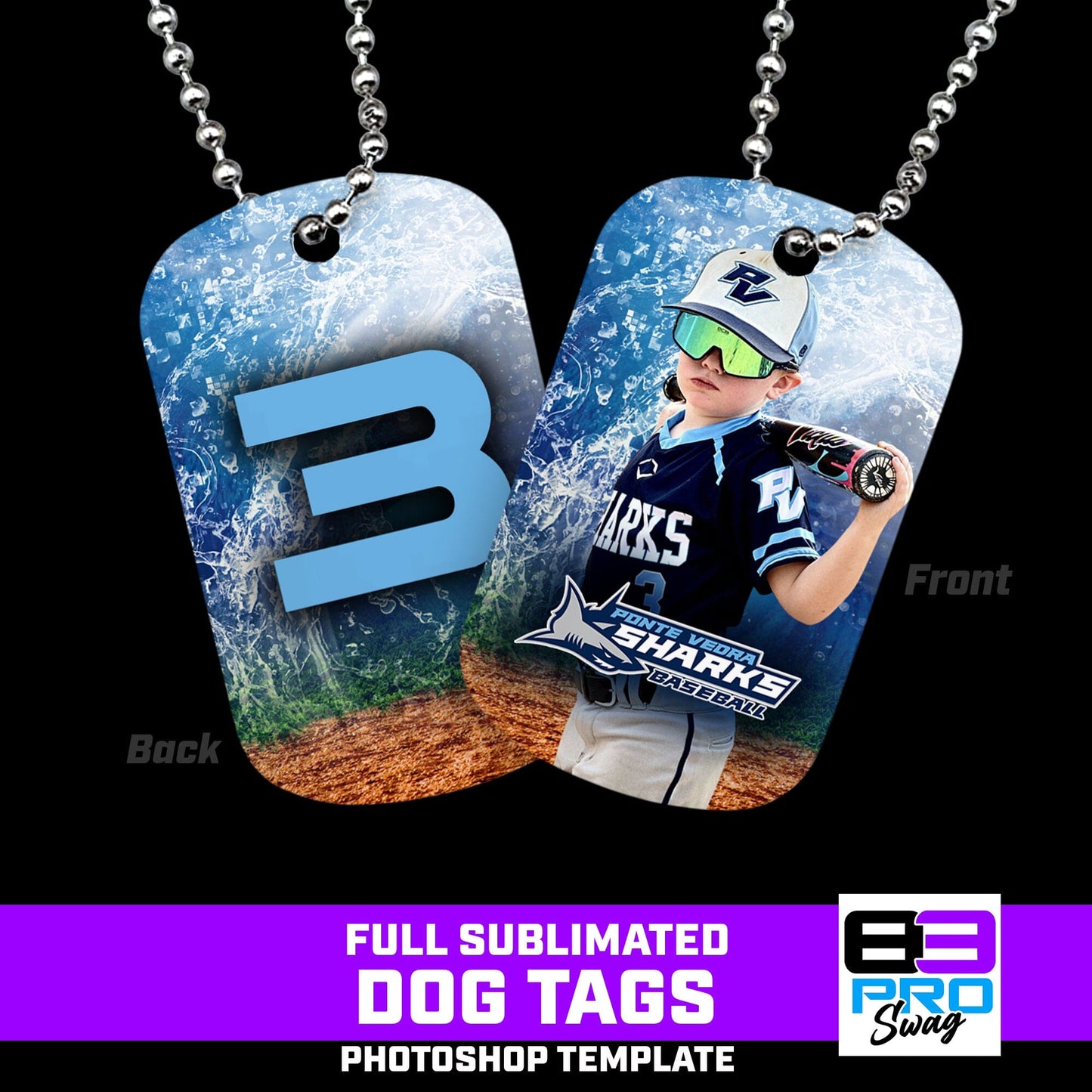 Dog Tags Photoshop Template - Shark Multi-Sport-Photoshop Template - PSMGraphix