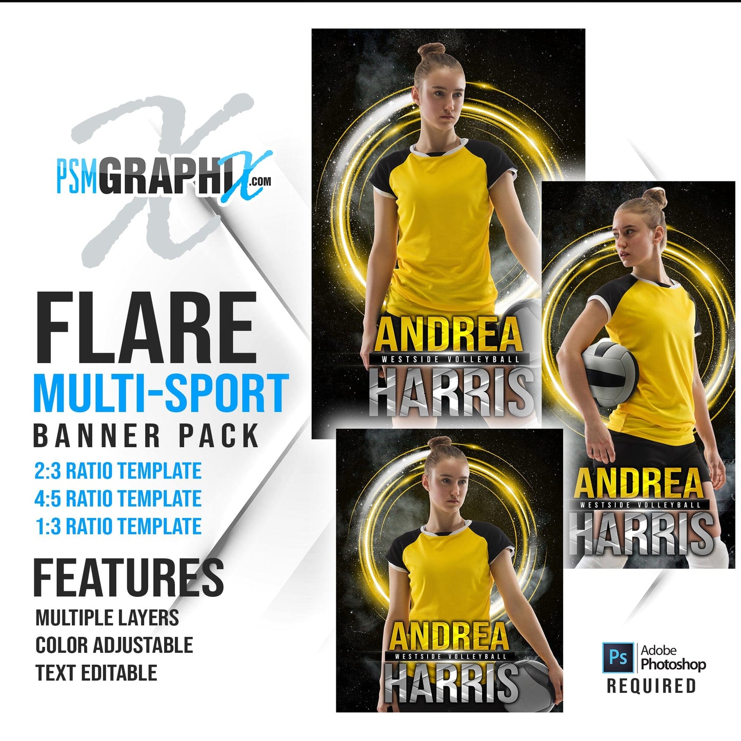 Flare - Multi Sport Banner Bundle-Photoshop Template - PSMGraphix