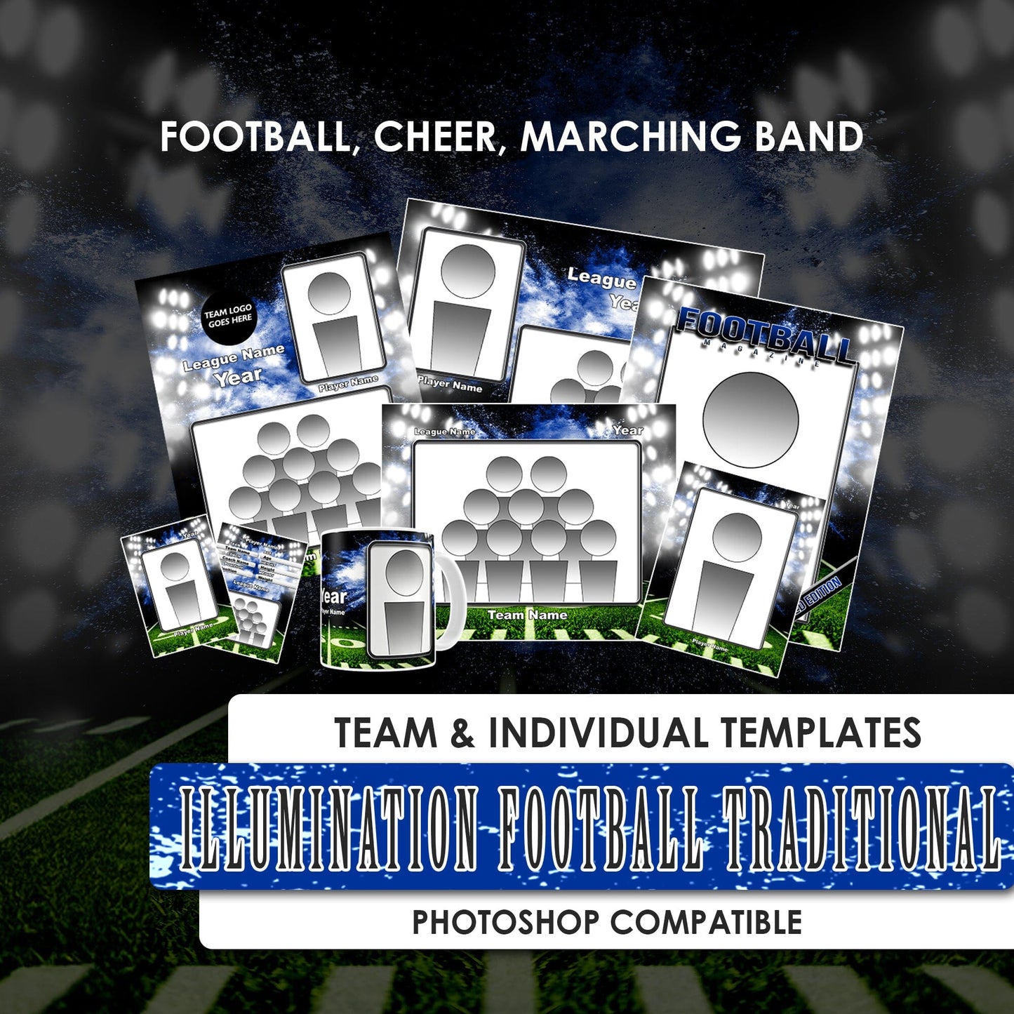 Illumination Football Traditional Team & Individual Graphics-Photoshop Template - PSMGraphix