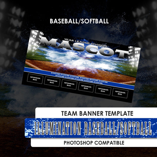 Illumination Baseball/Softball 1:2 Ratio Team Banner-Photoshop Template - PSMGraphix