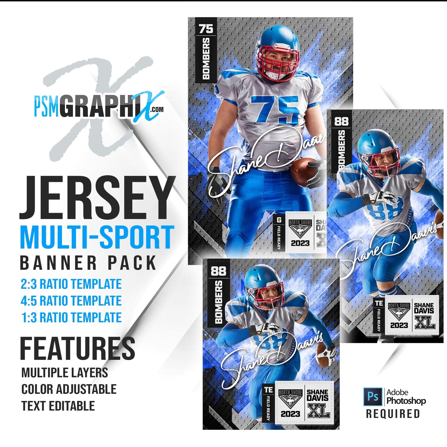 Jersey - Multi Sport Banner Bundle-Photoshop Template - PSMGraphix