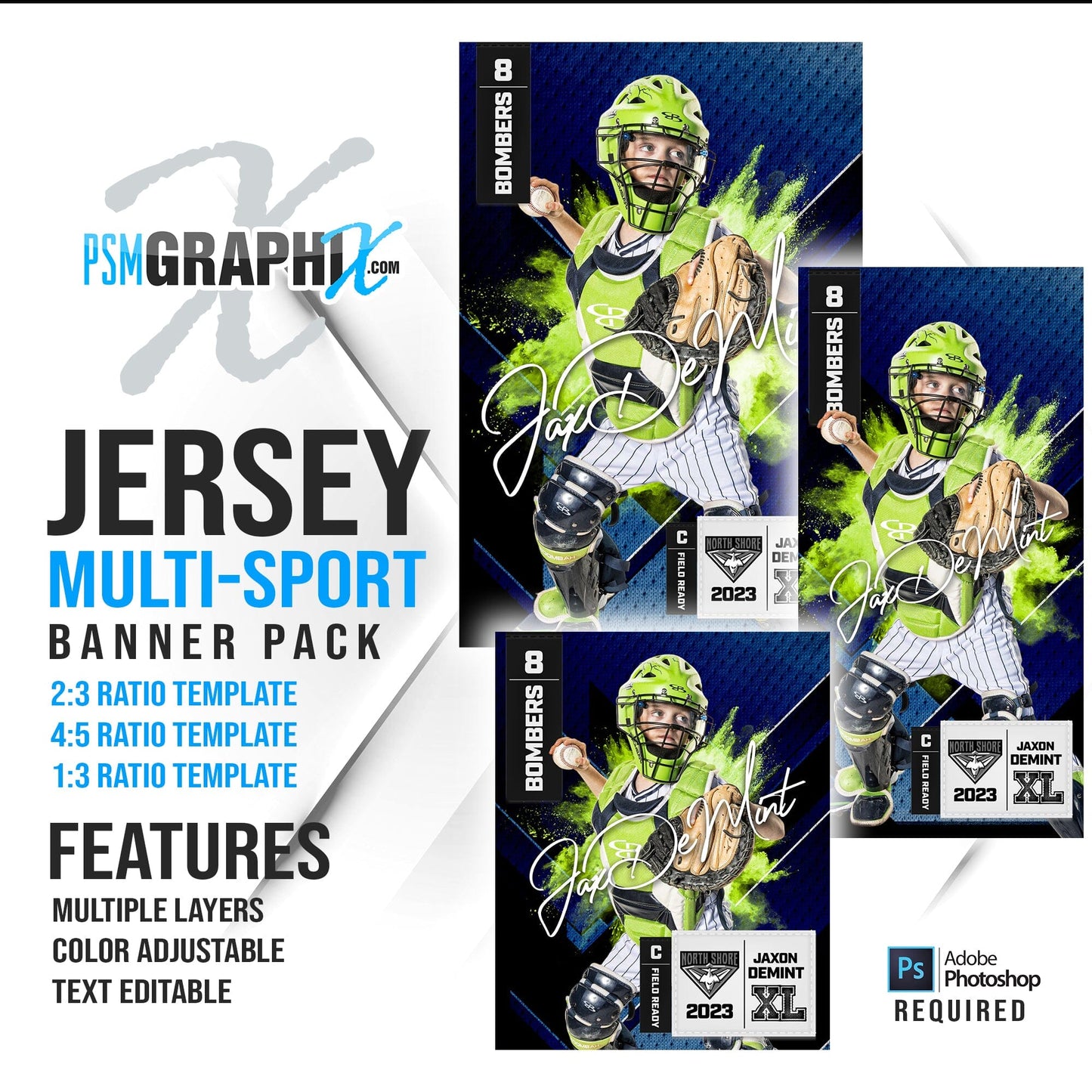 Jersey - Multi Sport Banner Bundle-Photoshop Template - PSMGraphix