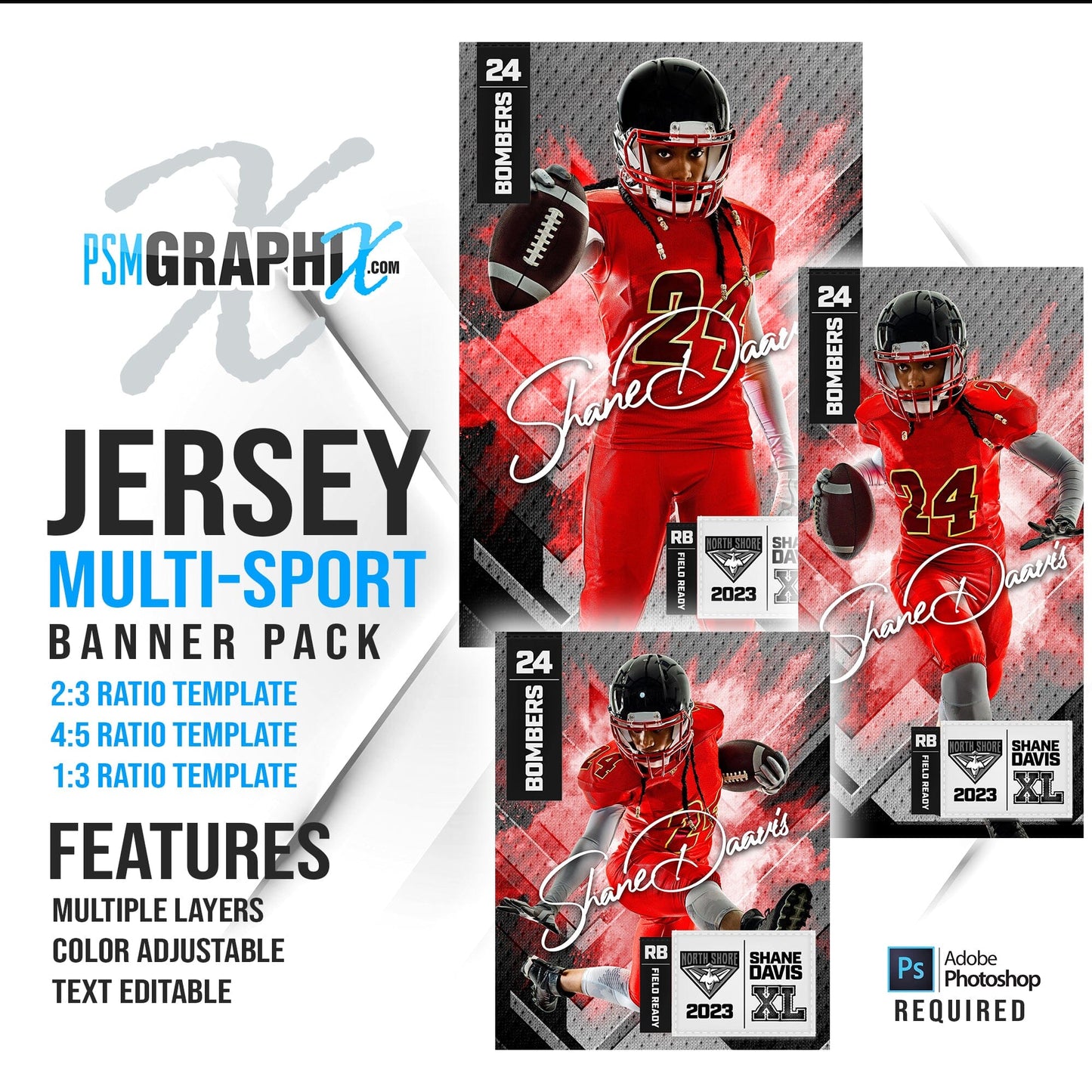 Jersey - Multi Sport Banner Bundle-Photoshop Template - PSMGraphix