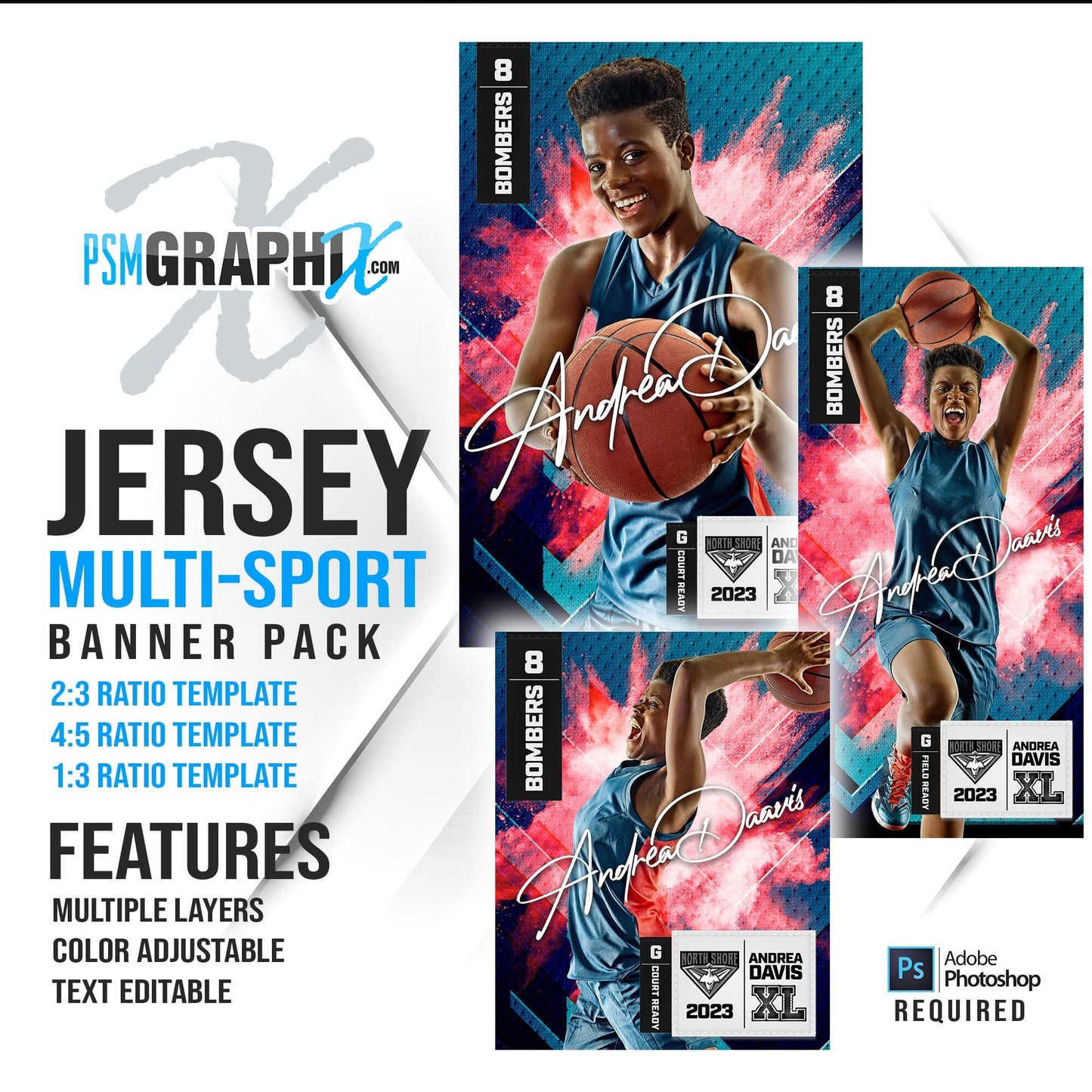 Jersey - Multi Sport Banner Bundle-Photoshop Template - PSMGraphix