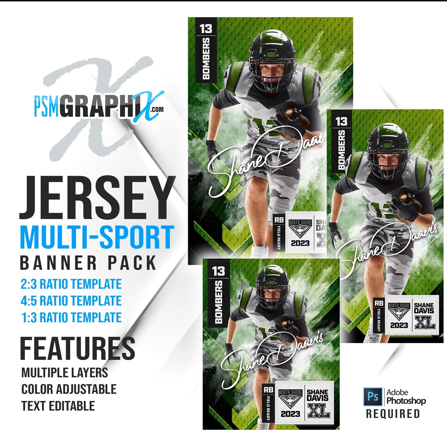 Jersey - Multi Sport Banner Bundle-Photoshop Template - PSMGraphix