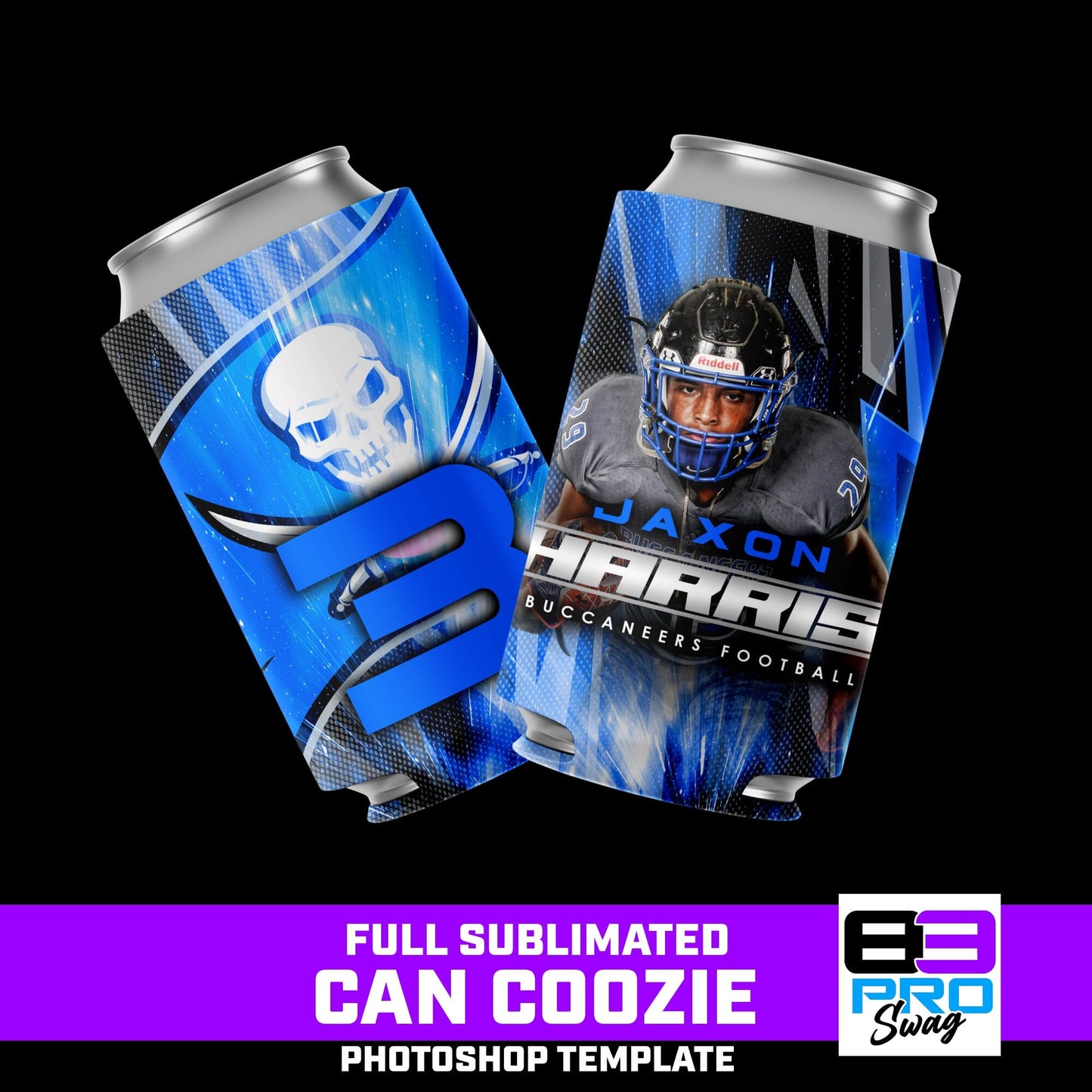 Can Coozie Photoshop Template - FLASH - Multi-Sport-Photoshop Template - PSMGraphix