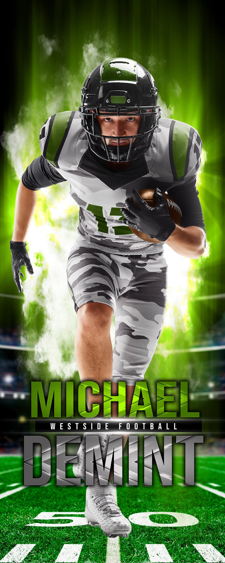 Lights Out - Football Specific - 1:3 Ratio INDIVIDUAL Photoshop Template-Photoshop Template - PSMGraphix