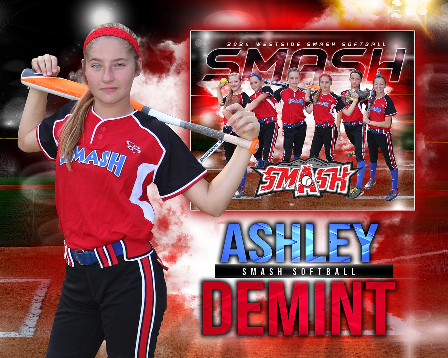 Lights Out - Baseball/Softball Specific - 4:5 Ratio HORIZONTAL MEMORY MATE Photoshop Template-Photoshop Template - PSMGraphix