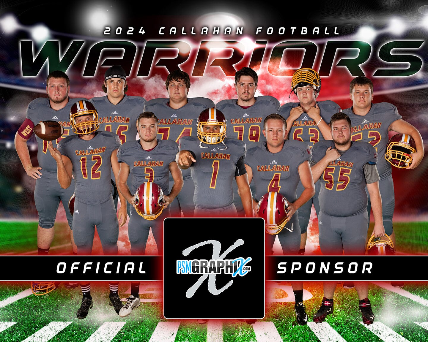 Lights Out - Football Specific - 4:5 Ratio SPONSOR PLAQUE Photoshop Template-Photoshop Template - PSMGraphix