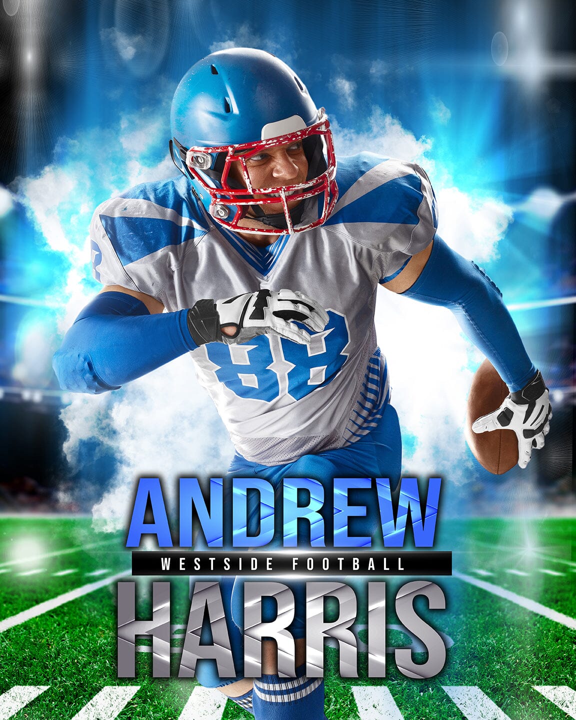 Lights Out - Football Specific - 4:5 Ratio INDIVIDUAL POSTER/BANNER Photoshop Template-Photoshop Template - PSMGraphix
