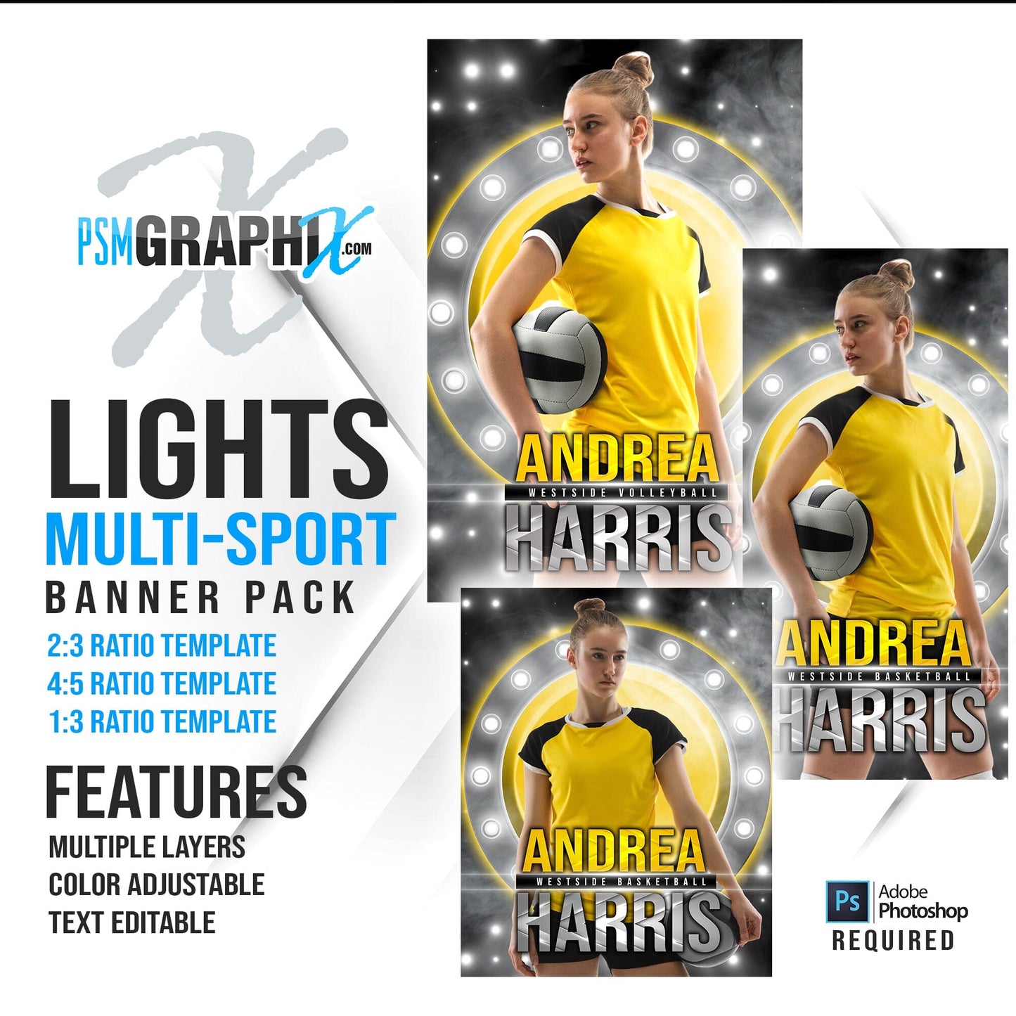 Lights Out - Multi Sport Banner Bundle-Photoshop Template - PSMGraphix