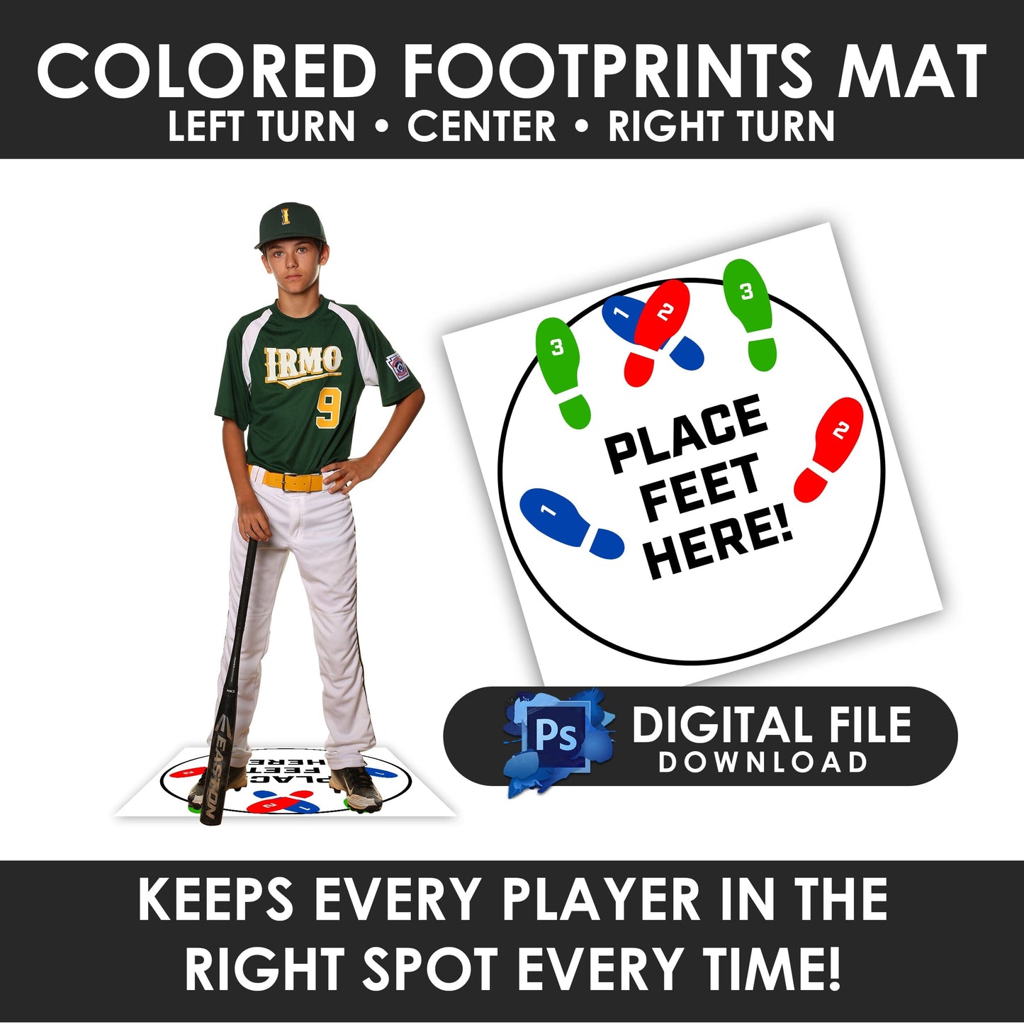 Posing Footprints - Colored Feet-Photoshop Template - PSMGraphix