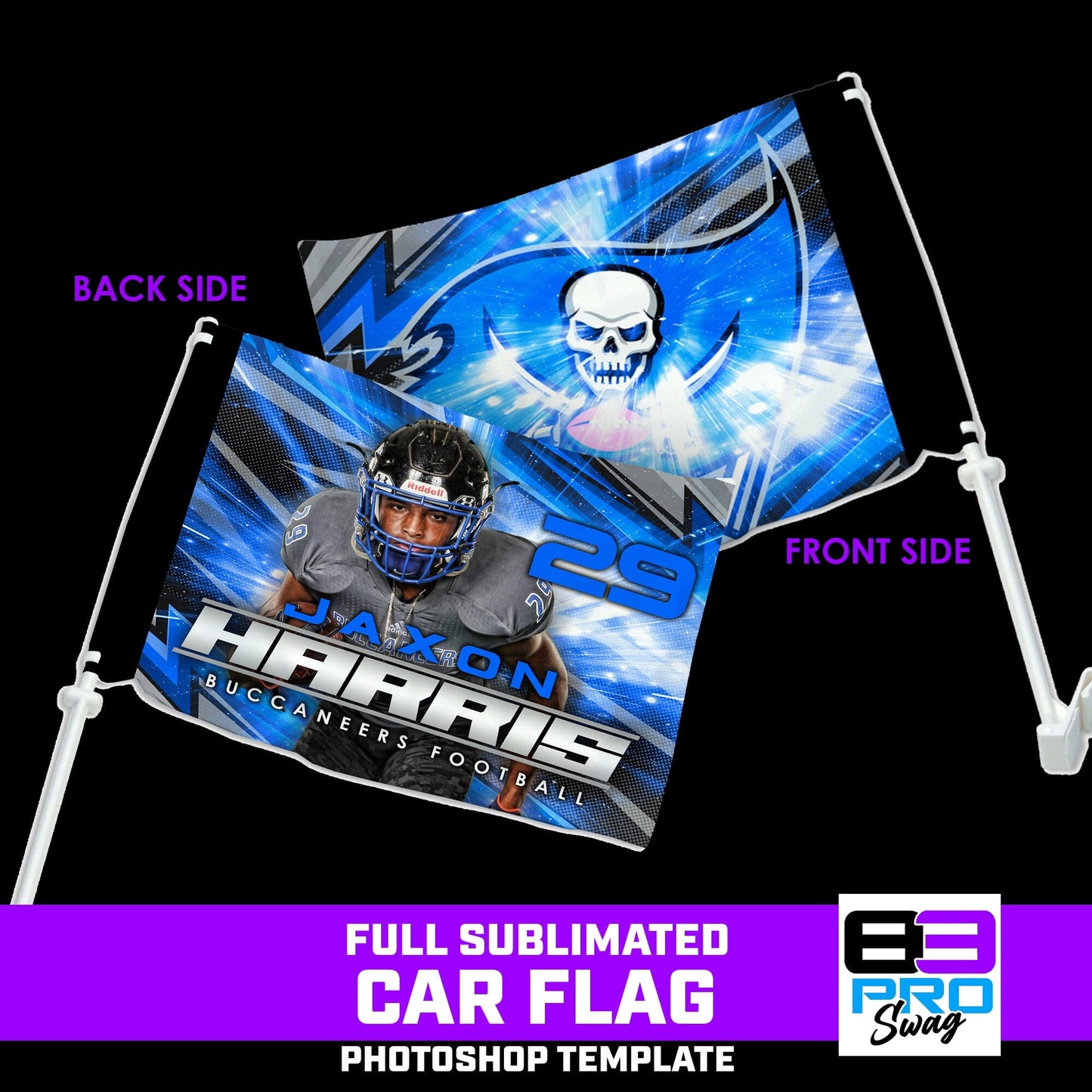 Car Flag Photoshop Template - FLASH - Multi-Sport-Photoshop Template - PSMGraphix
