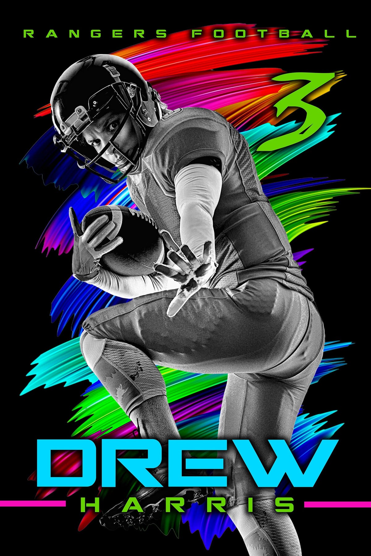 Neon Glow 2:3 Ratio Player Poster/Banner-Photoshop Template - PSMGraphix