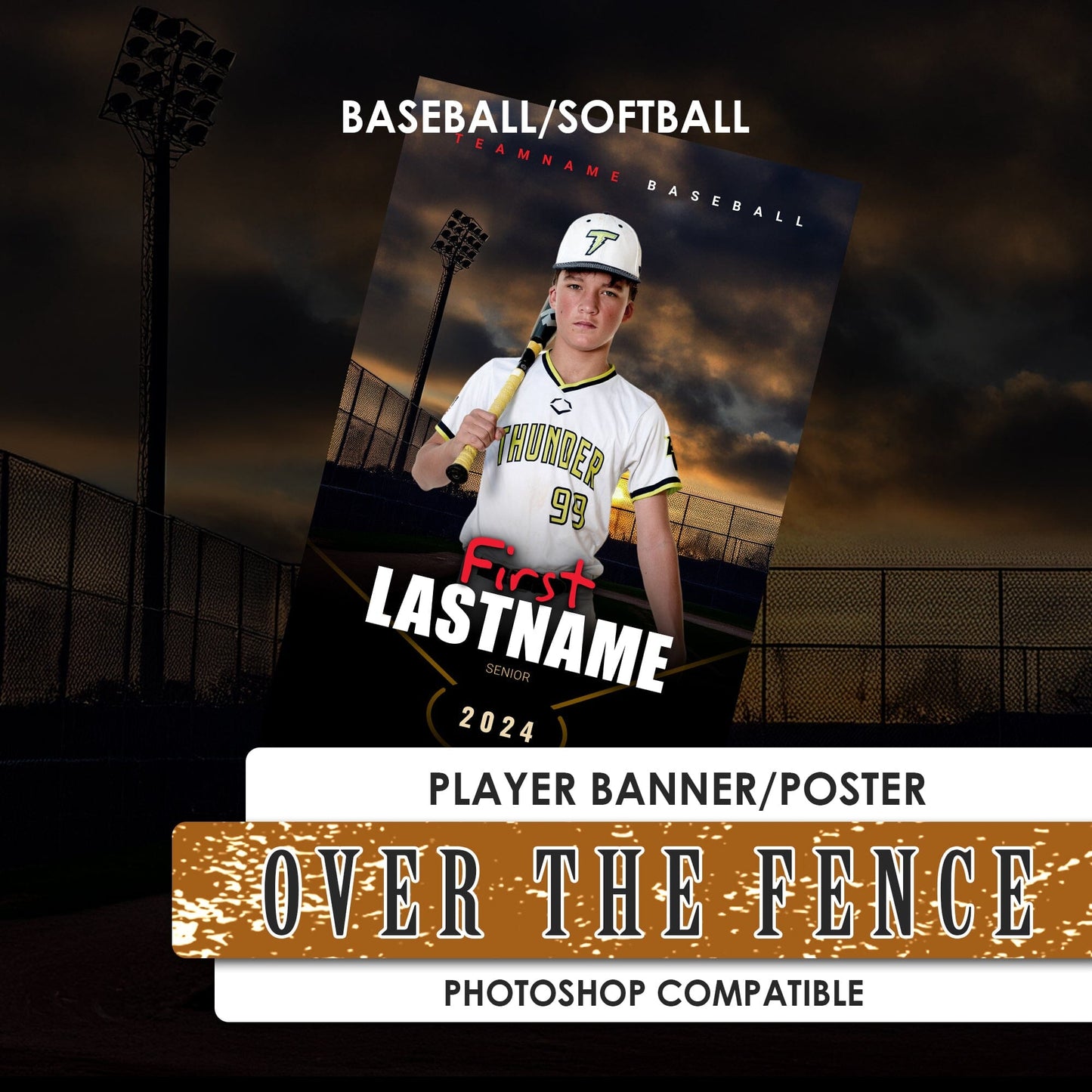 Over The Fence - Player Banner/Poster-Photoshop Template - PSMGraphix