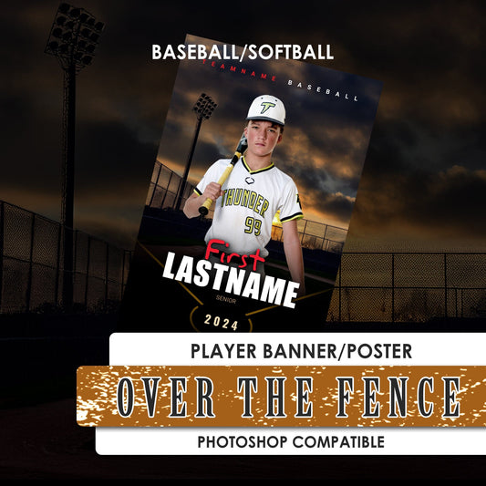 Over The Fence - Player Banner/Poster-Photoshop Template - PSMGraphix