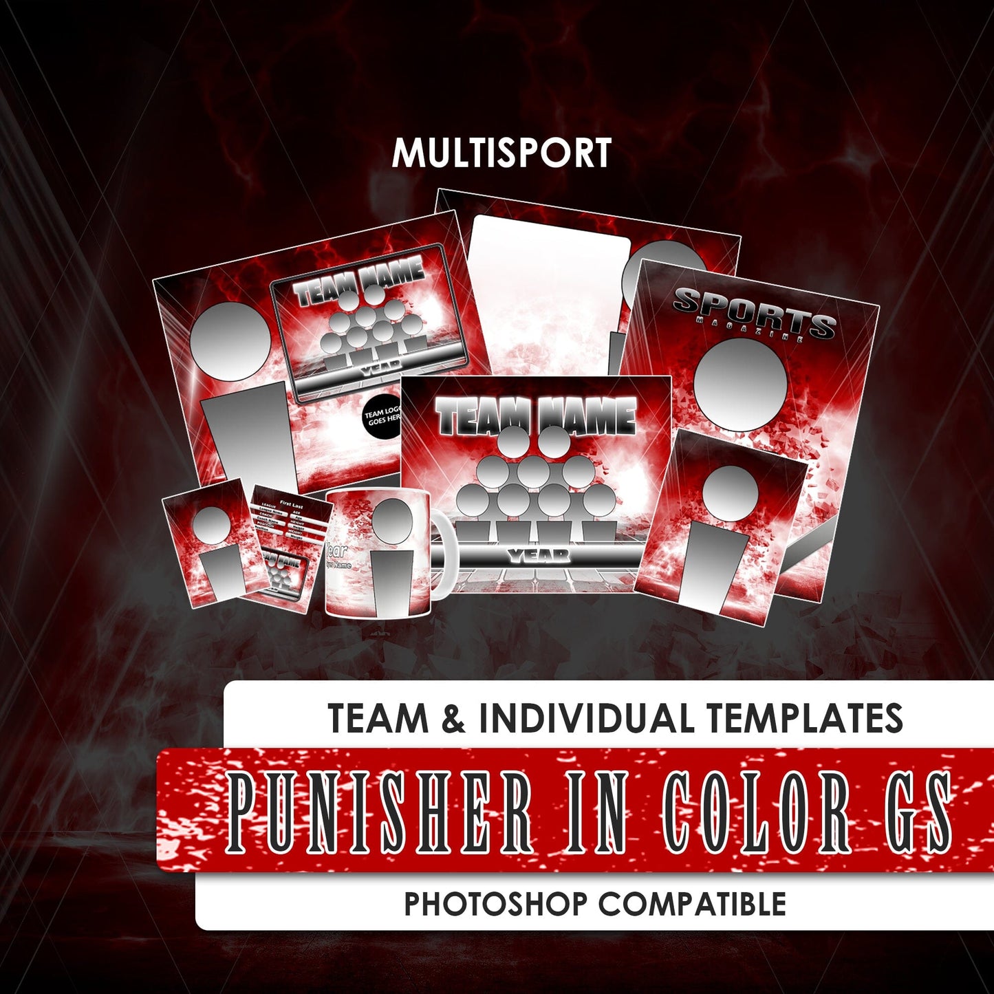 Punisher in Color GreenScreen Team & Individual Template Package
