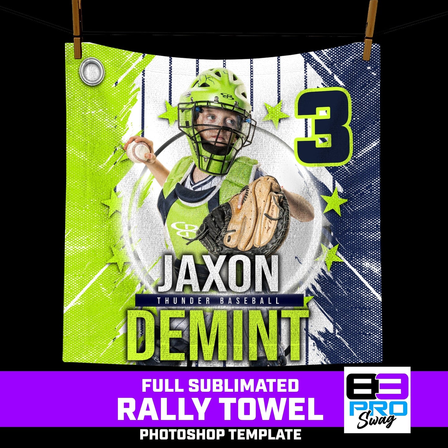 Pin Stripe - 14"x14" Rally Towel Photoshop Template-Photoshop Template - PSMGraphix