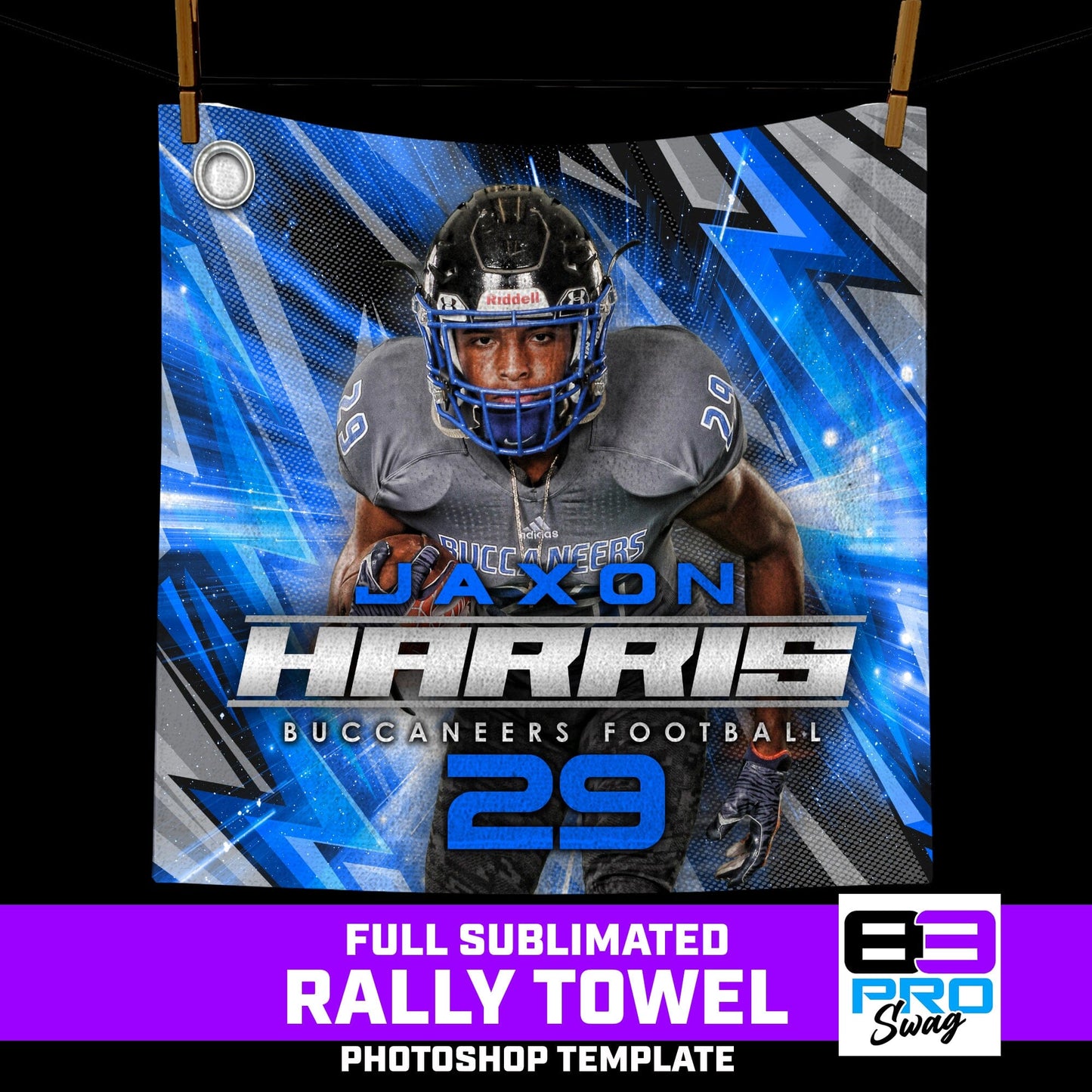 14"x14" Rally Towel Photoshop Template - FLASH - Multi-Sport-Photoshop Template - PSMGraphix