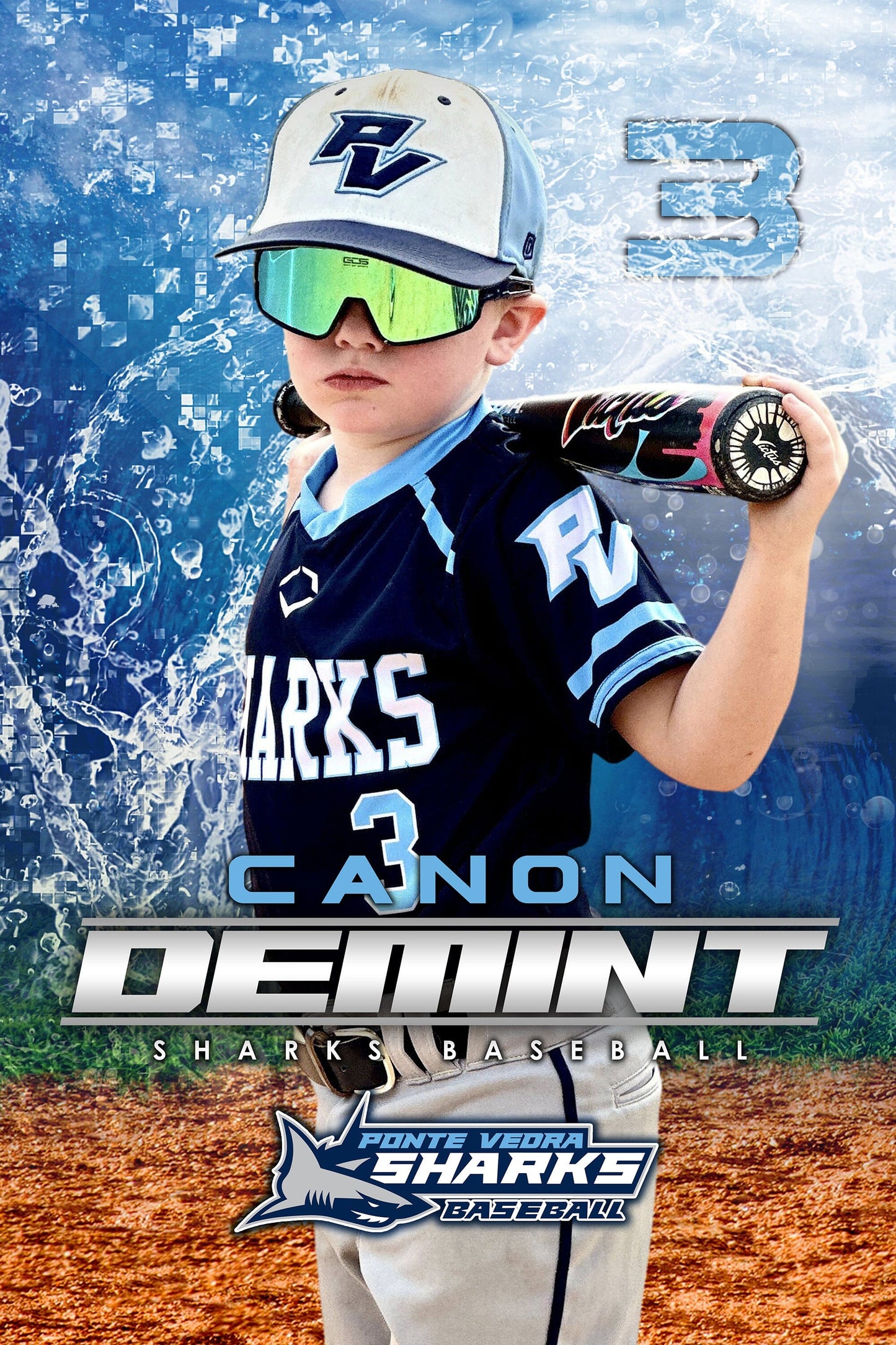 2:3 Ratio INDIVIDUAL POSTER/BANNER Photoshop Template - Shark Multi-Sport-Photoshop Template - PSMGraphix