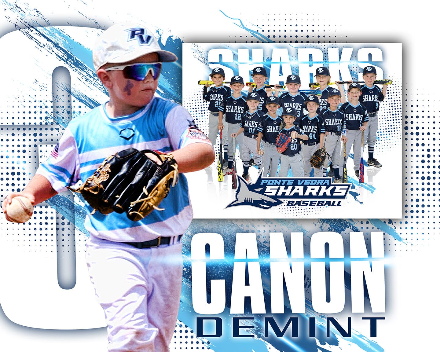 4:5 Ratio HORIZONTAL MEMORY MATE Photoshop Template - SPLASH - Multi-Sport-Photoshop Template - PSMGraphix