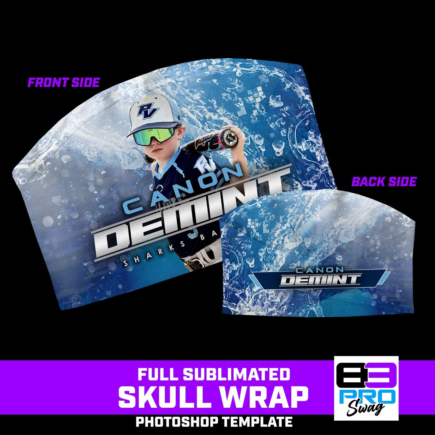 Skull Wrap Headband Photoshop Template - Shark Multi-Sport-Photoshop Template - PSMGraphix