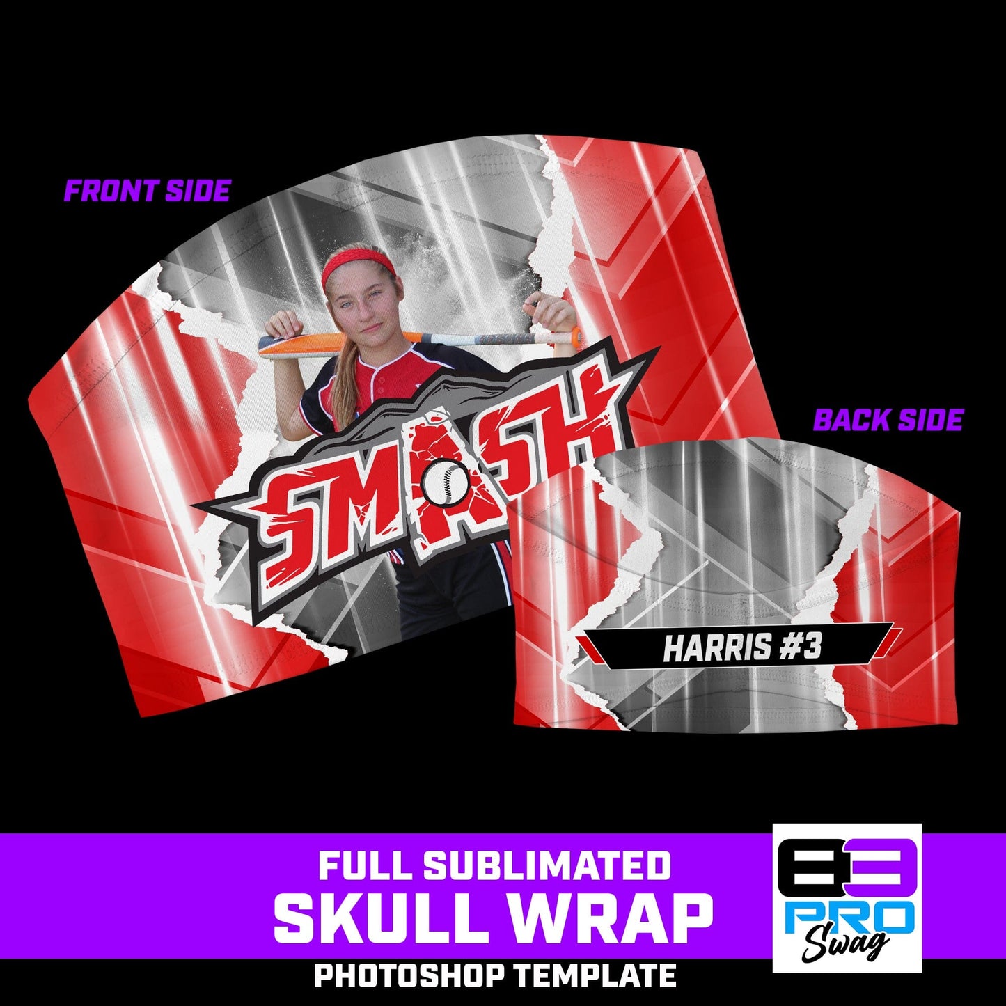 RIPPED - Skull Wrap Headband Photoshop Template-Photoshop Template - PSMGraphix
